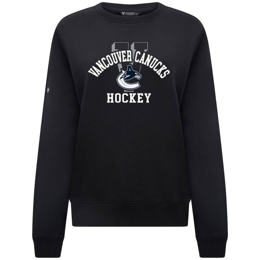 Vancouver Canucks Levelwear Women's Yvette Limelight Big Letter Sweatshirt Black