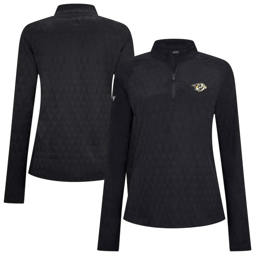 Nashville Predators Levelwear Women's Spike Raglan Quarter-Zip Top Black