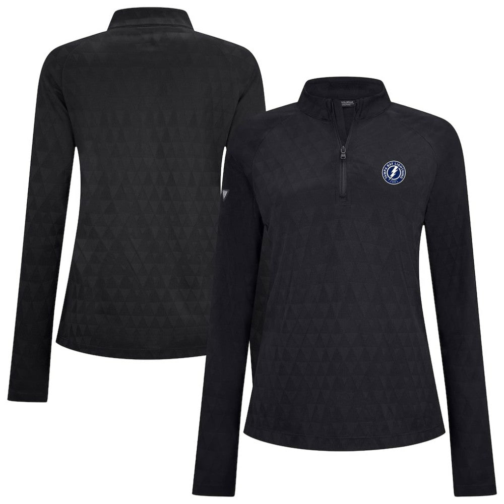 Tampa Bay Lightning Levelwear Women's Spike Raglan Quarter-Zip Top Black