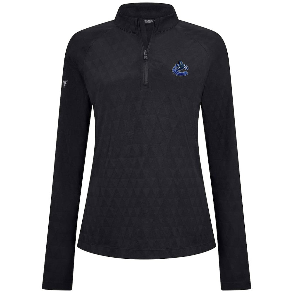 Vancouver Canucks Levelwear Women's Spike Raglan Quarter-Zip Top Black