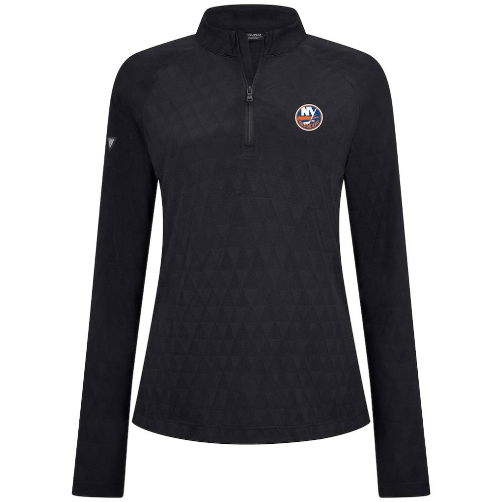 New York Islanders Levelwear Women's Spike Raglan Quarter-Zip Top Black
