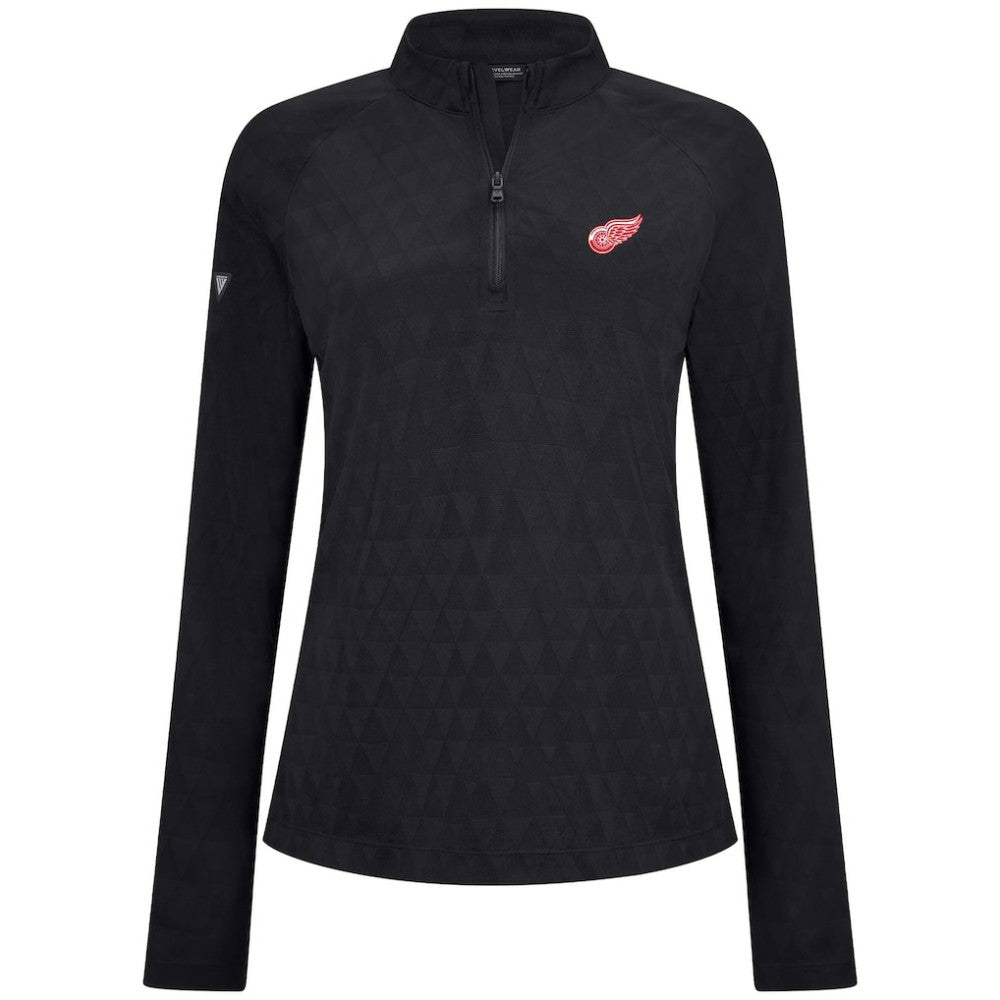 Detroit Red Wings Levelwear Women's Spike Raglan Quarter-Zip Top Black