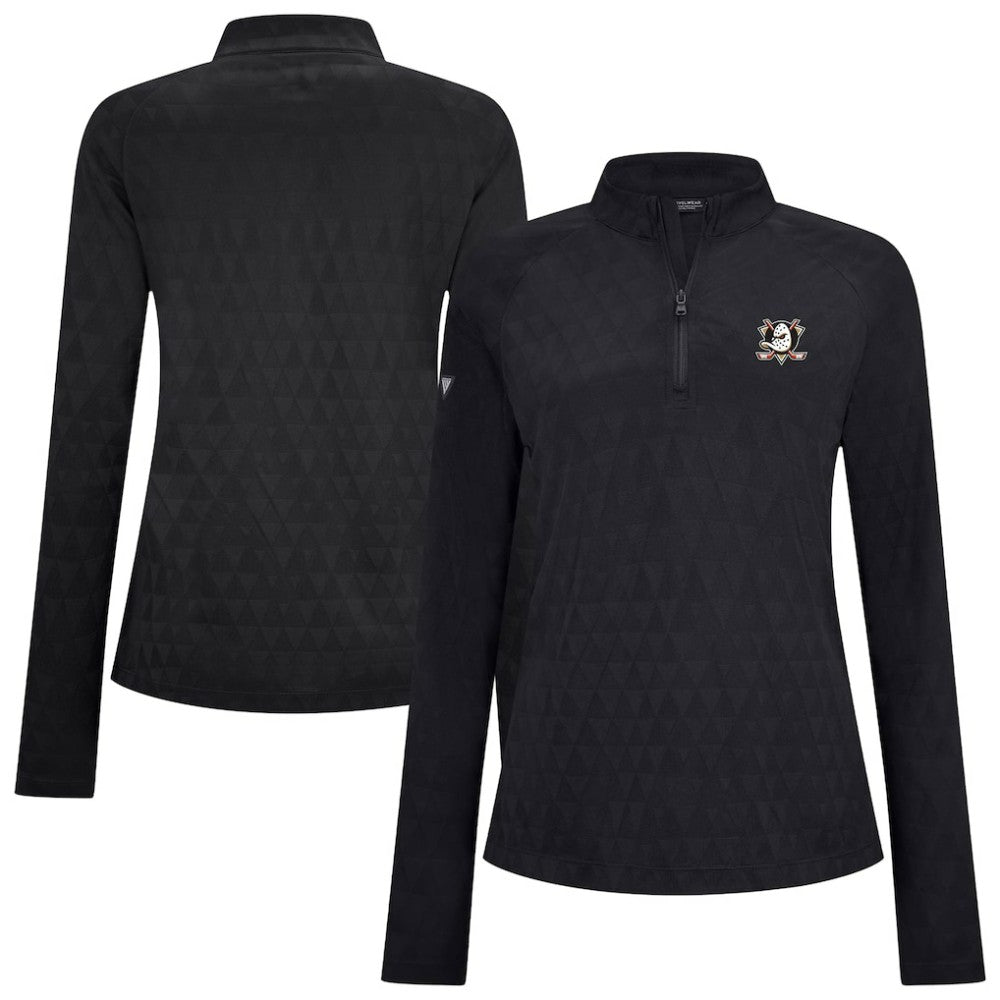 Anaheim Ducks Levelwear Women's Spike Raglan Quarter-Zip Top Black