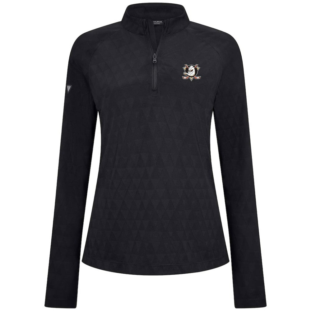 Anaheim Ducks Levelwear Women's Spike Raglan Quarter-Zip Top Black