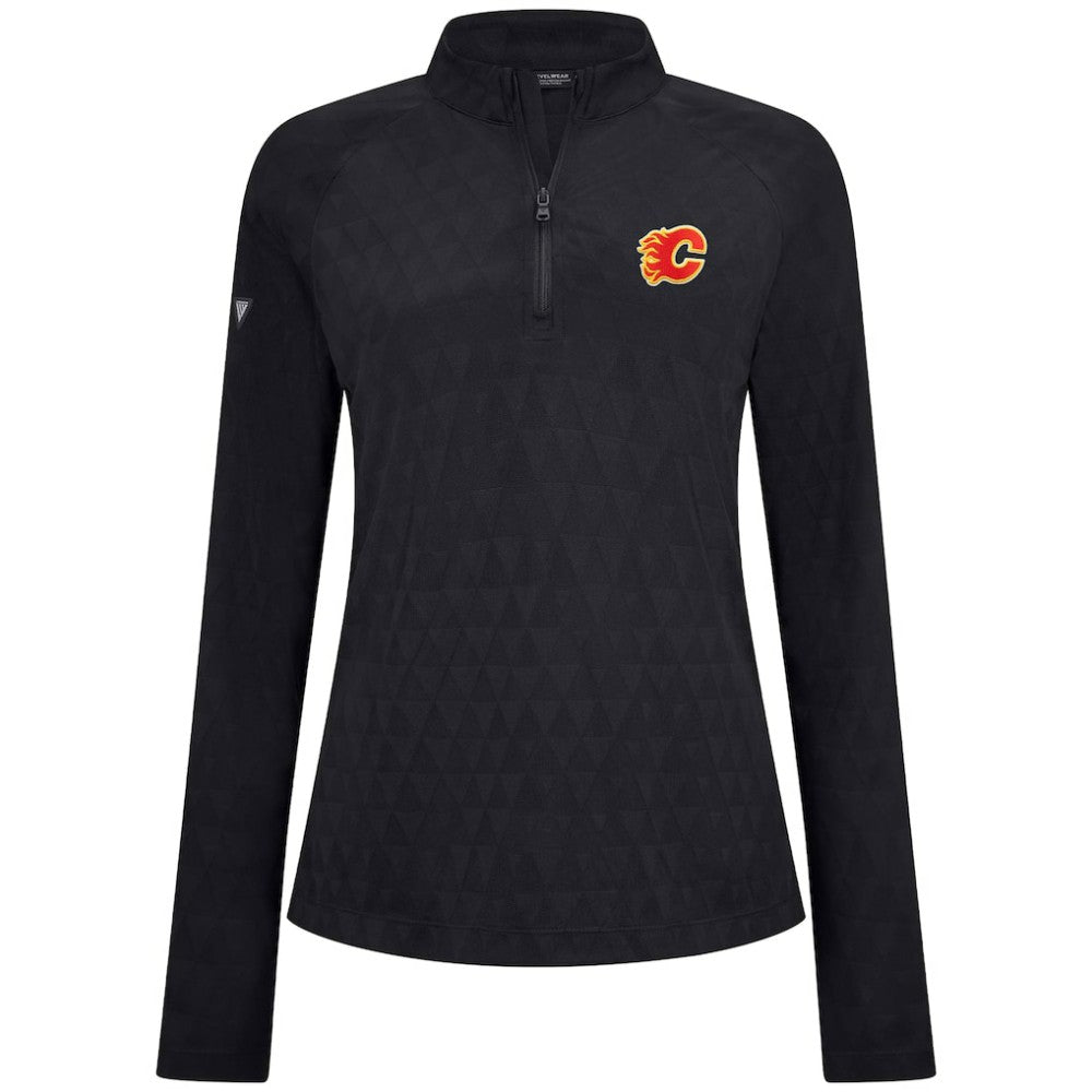 Calgary Flames Levelwear Women's Spike Raglan Quarter-Zip Top Black