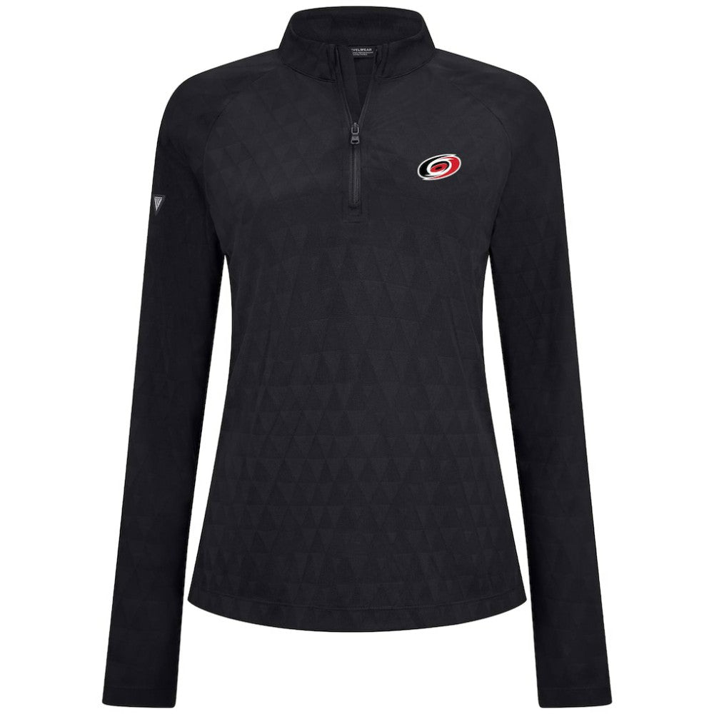 Carolina Hurricanes Levelwear Women's Spike Raglan Quarter-Zip Top Black