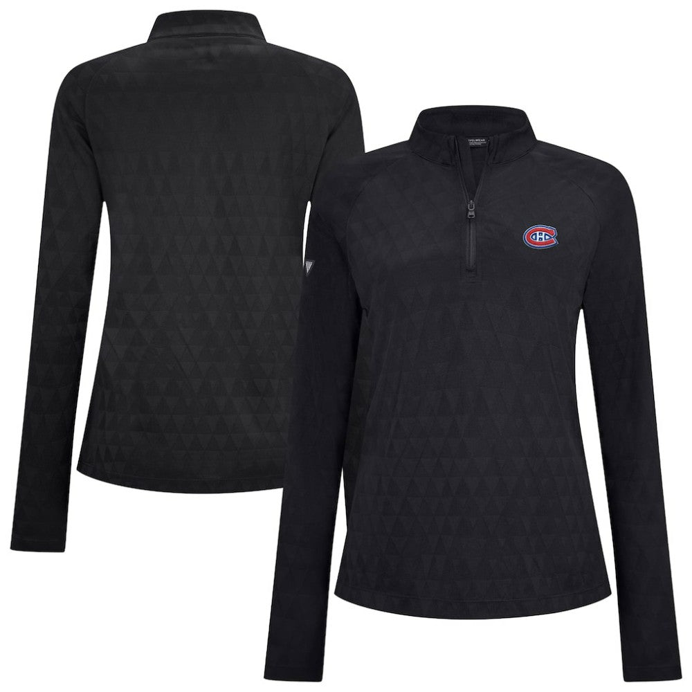 Montreal Canadiens Levelwear Women's Spike Raglan Quarter-Zip Top Black