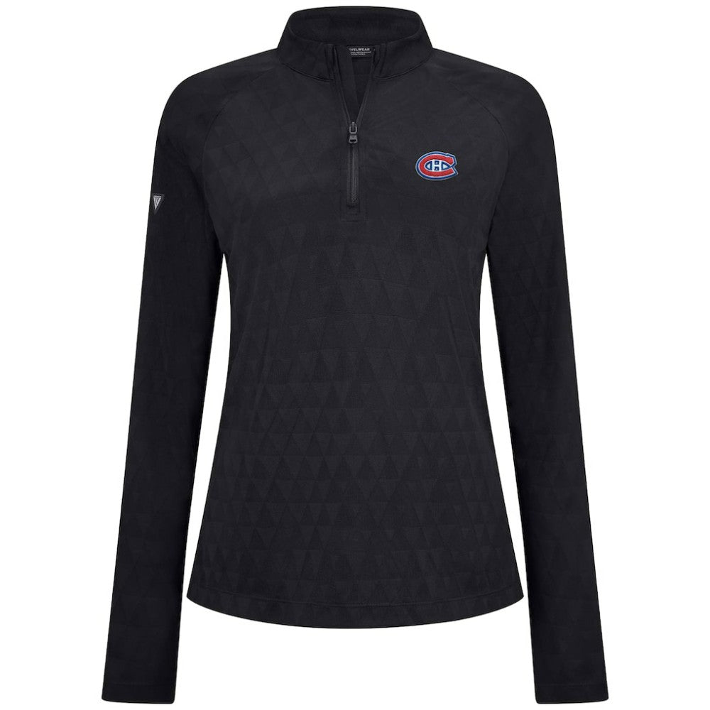 Montreal Canadiens Levelwear Women's Spike Raglan Quarter-Zip Top Black