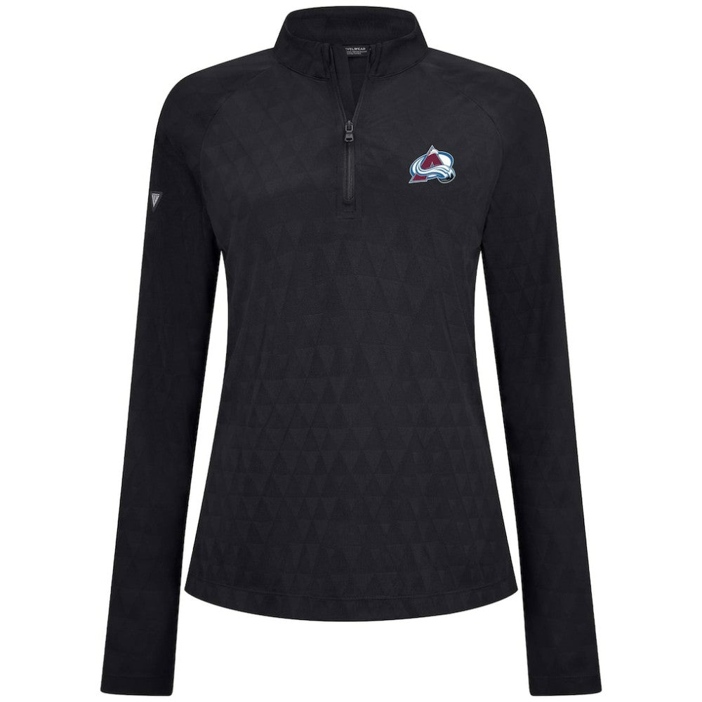 Colorado Avalanche Levelwear Women's Spike Raglan Quarter-Zip Top Black