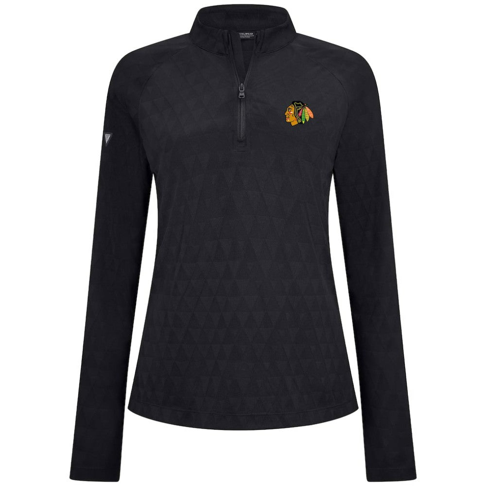 Chicago Blackhawks Levelwear Women's Spike Raglan Quarter-Zip Top Black