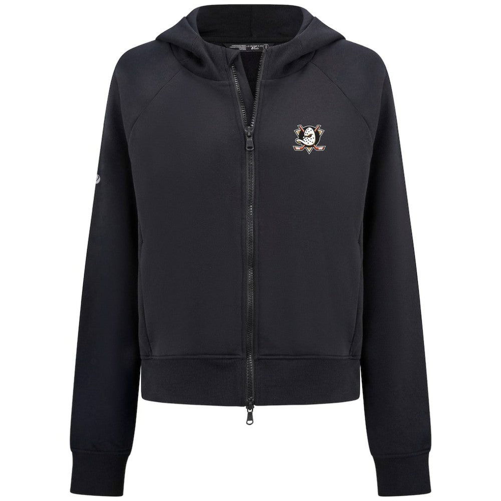 Anaheim Ducks Levelwear Women's Judd Raglan Full-Zip Hoodie Black