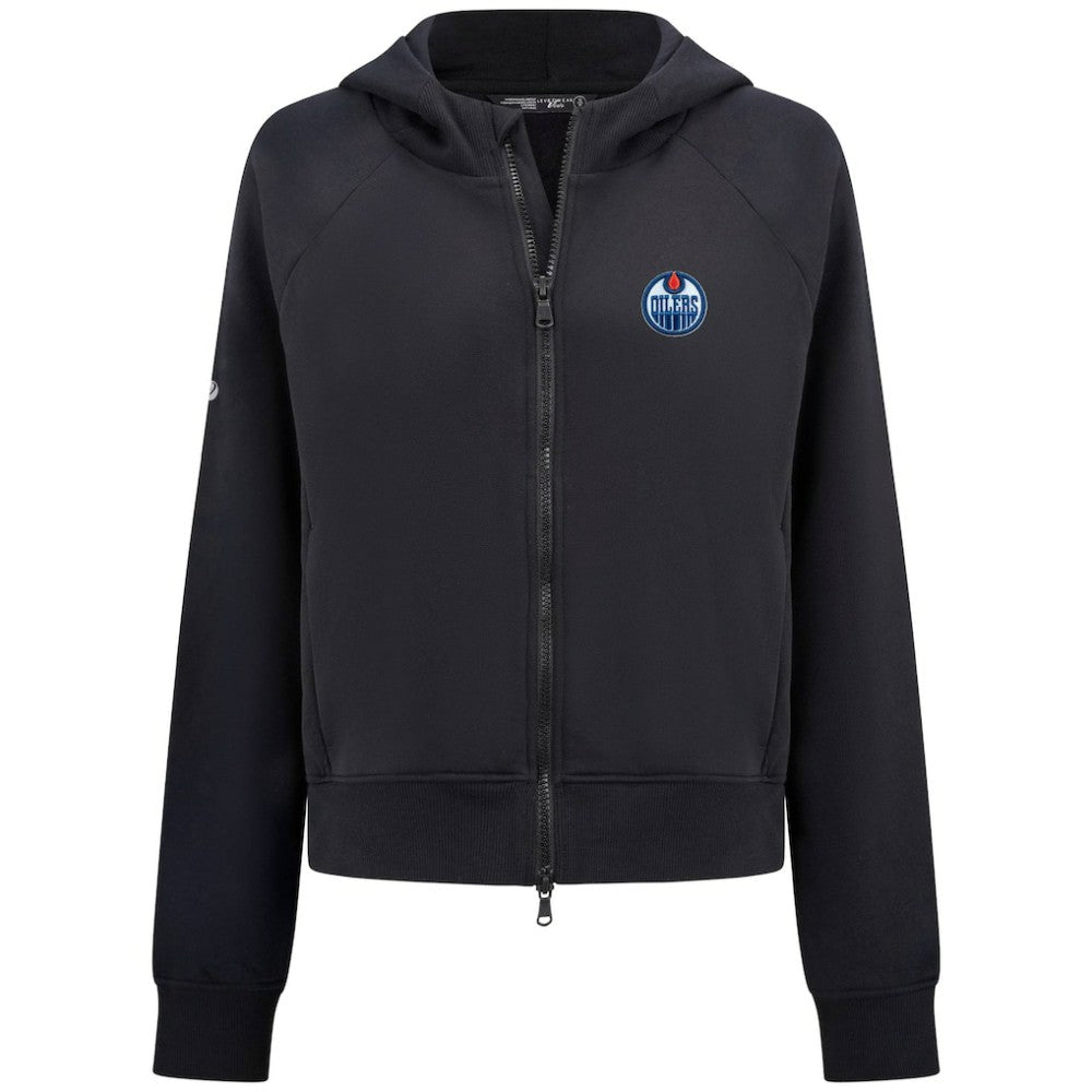 Edmonton Oilers Levelwear Women's Judd Raglan Full-Zip Hoodie Black