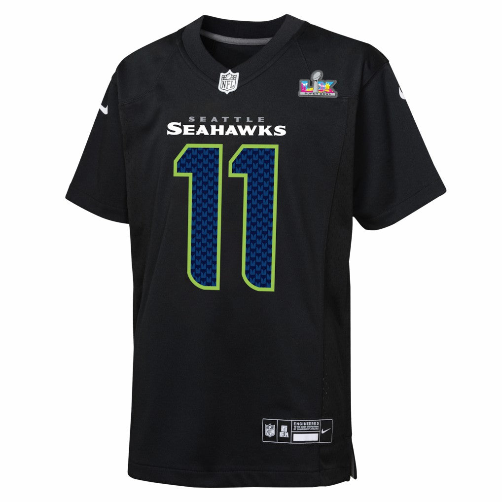 Jaxon Smith-Njigba Seattle Seahawks Youth Super Bowl LX Patch Carbon Fashion Game Jersey - Black