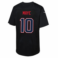 Drake Maye New England Patriots Youth Super Bowl LX Patch Carbon Fashion Game Jersey - Black