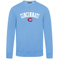 Cincinnati Reds Levelwear Zane Felt Arch Pullover Sweatshirt Light Blue