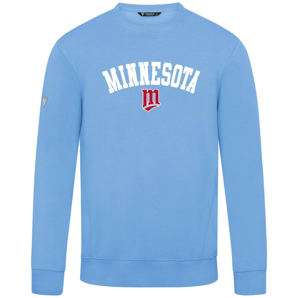 Minnesota Twins Levelwear Zane Felt Arch Pullover Sweatshirt Light Blue