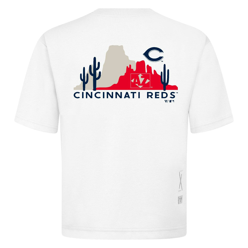 Cincinnati Reds Levelwear Panoramic Luxe Signature Knit T-Shirt White