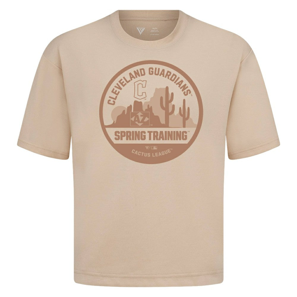 Cleveland Guardians Levelwear Spring Training Badge Luxe Signature Knit T-Shirt Khaki