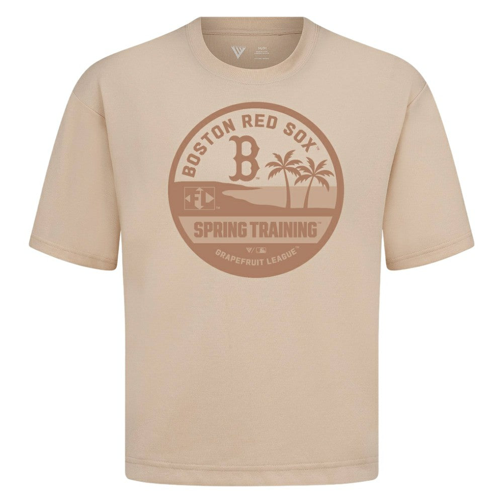 Boston Red Sox Levelwear Spring Training Badge Luxe Signature Knit T-Shirt Khaki