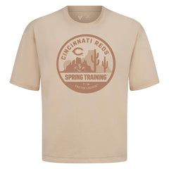 Cincinnati Reds Levelwear Spring Training Badge Luxe Signature Knit T-Shirt Khaki