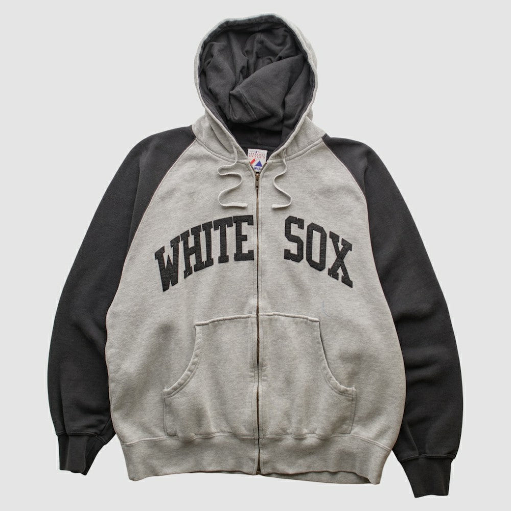 Chicago White Sox Majestic 2000s Hooded Full Zip Sweatshirt Heather Gray Vintage