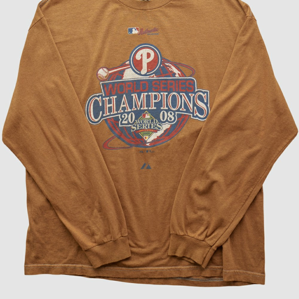 Philadelphia Phillies Alstyle 2008 Long Sleeve T-shirt Tan Vintage