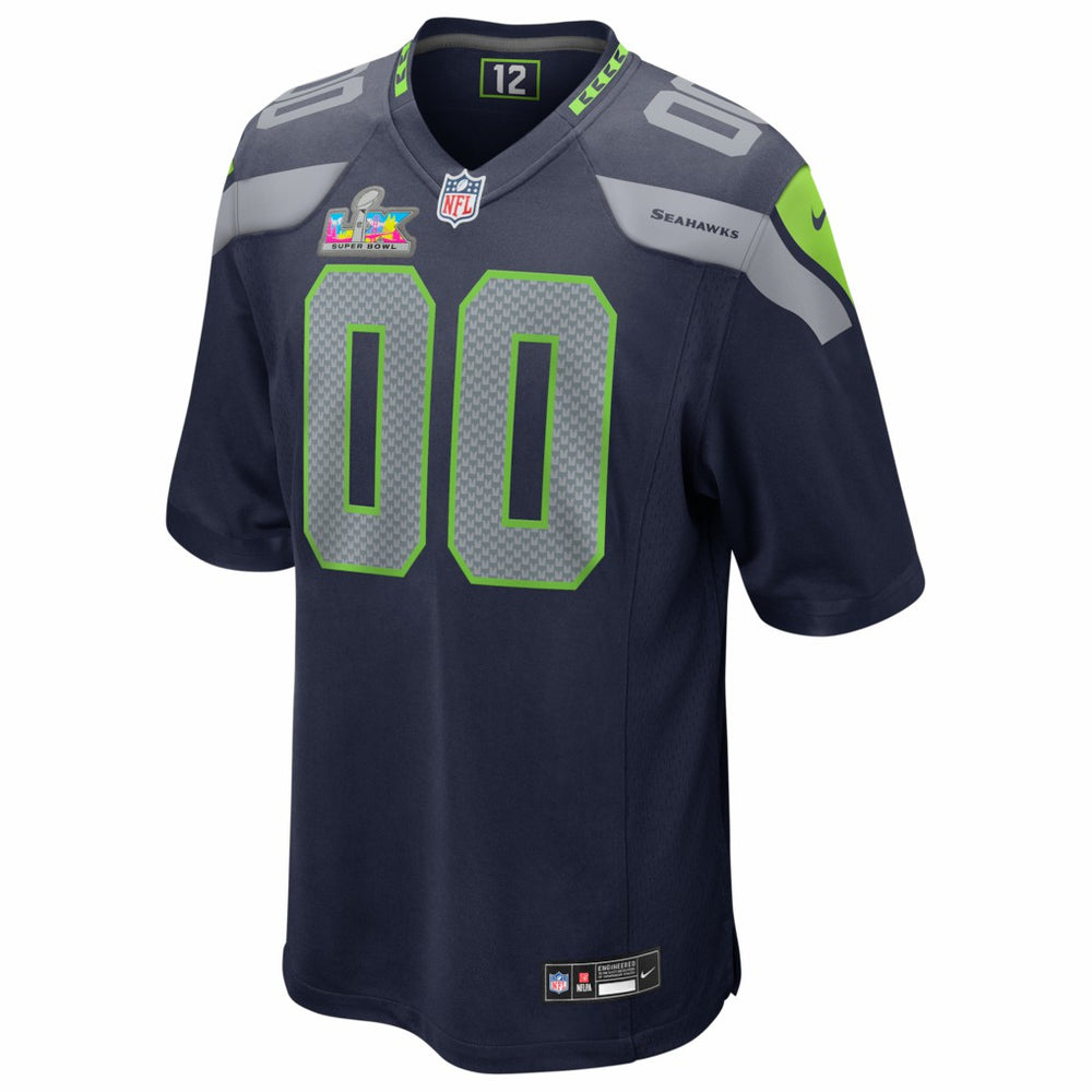 Seattle Seahawks Super Bowl LX Patch Custom Game Jersey - College Navy