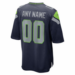 Seattle Seahawks Super Bowl LX Patch Custom Game Jersey - College Navy