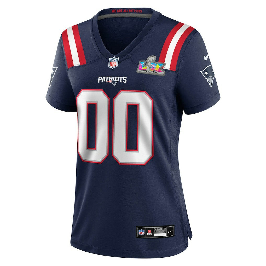 New England Patriots Women's Super Bowl LX Patch Custom Game Jersey - Navy