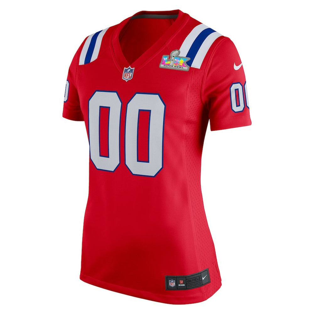 New England Patriots Women's Super Bowl LX Patch Custom Game Jersey - Red