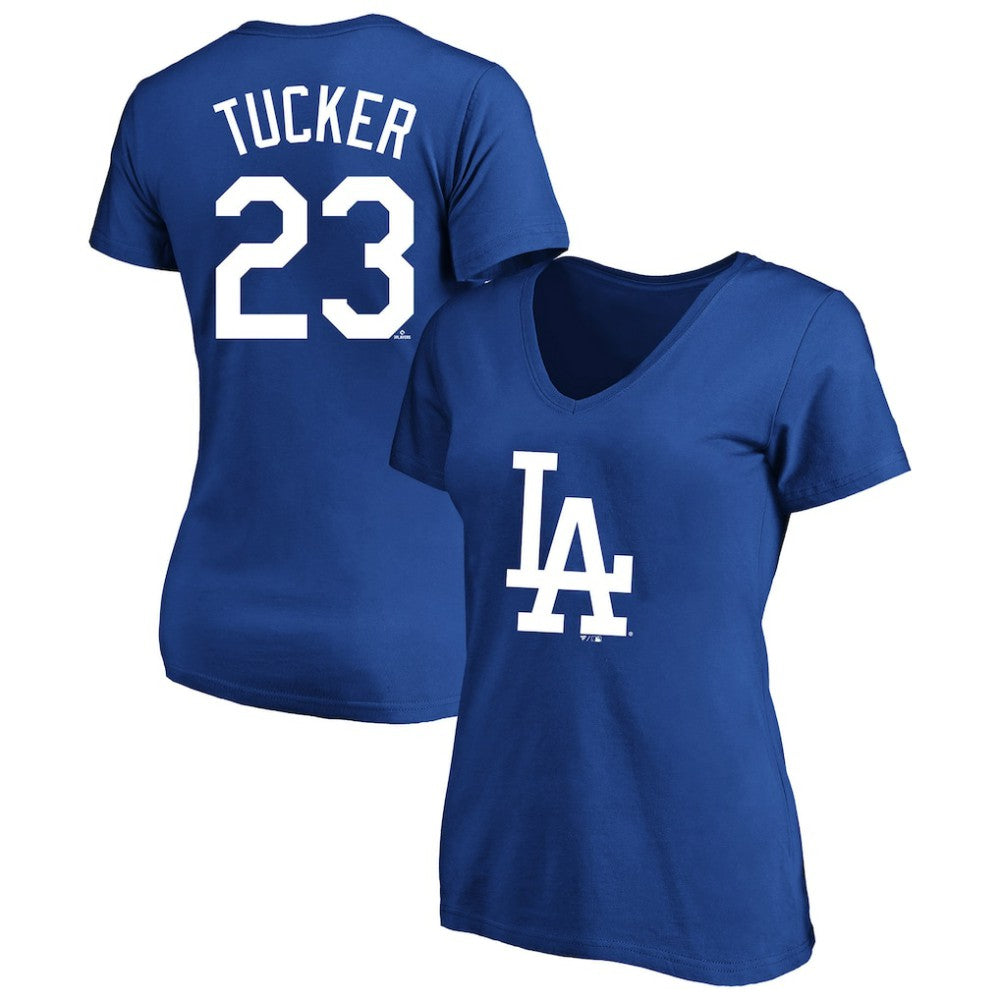Kyle Tucker Los Angeles Dodgers Profile Women's Plus Size Name & Number V-Neck T-Shirt Royal