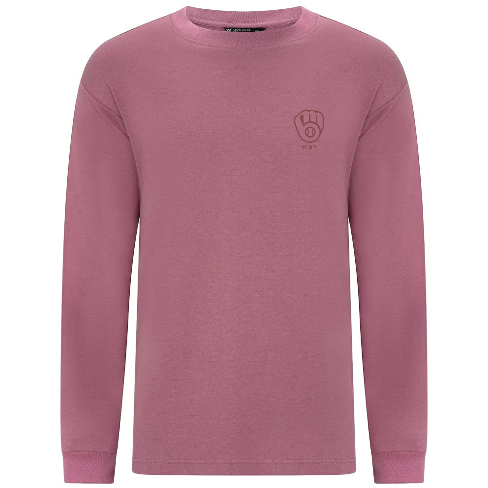 Milwaukee Brewers Levelwear Bridal Rose Luxe Signature Long Sleeve T-Shirt Pink