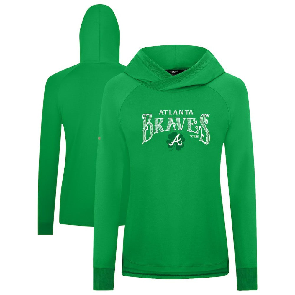 Atlanta Braves Levelwear Women's St. Patrick's Day Slender Raglan Hoodie Green