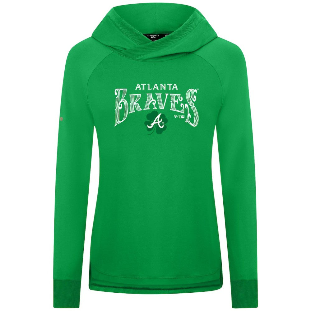 Atlanta Braves Levelwear Women's St. Patrick's Day Slender Raglan Hoodie Green