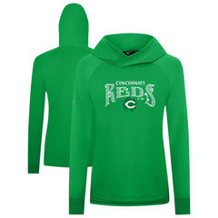 Cincinnati Reds Levelwear Women's St. Patrick's Day Slender Raglan Hoodie Green