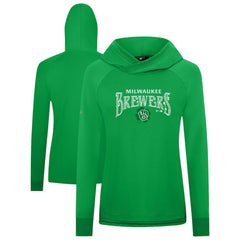 Milwaukee Brewers Levelwear Women's St. Patrick's Day Slender Raglan Hoodie Green