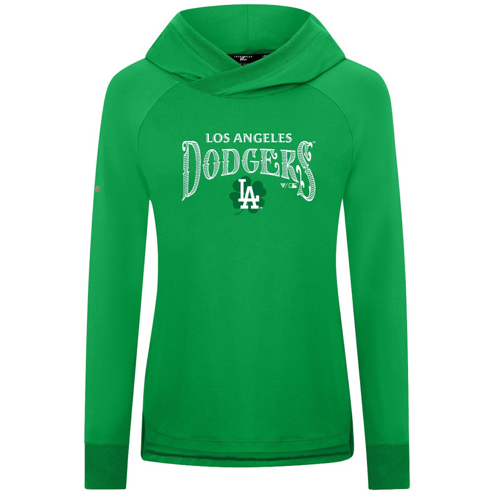 Los Angeles Dodgers Levelwear Women's St. Patrick's Day Slender Raglan Hoodie Green