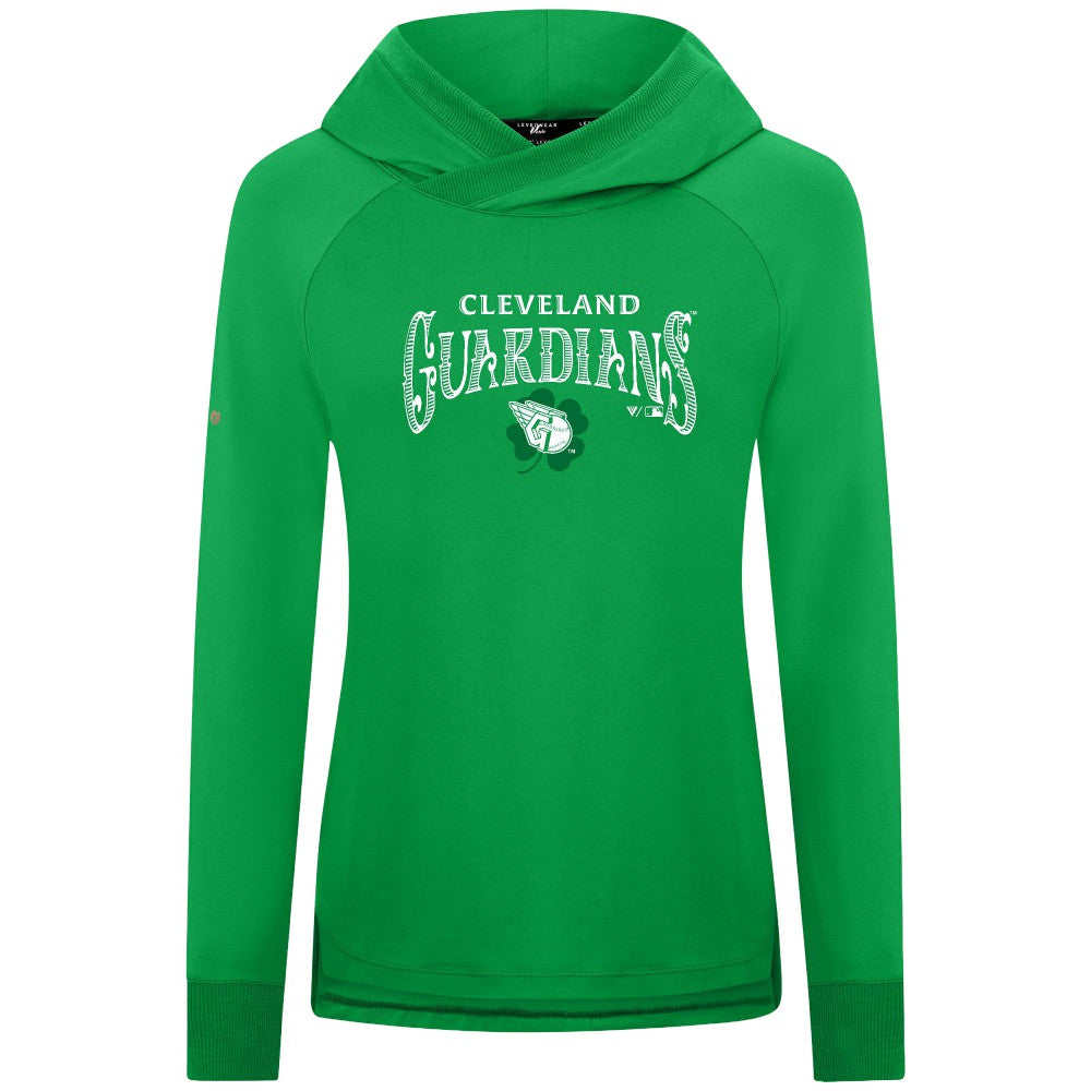 Cleveland Guardians Levelwear Women's St. Patrick's Day Slender Raglan Hoodie Green