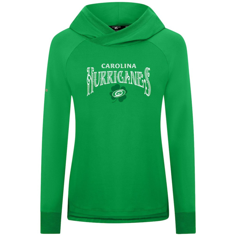 Carolina Hurricanes Levelwear Women's St. Patrick's Day Slender Raglan Hoodie Kelly Green