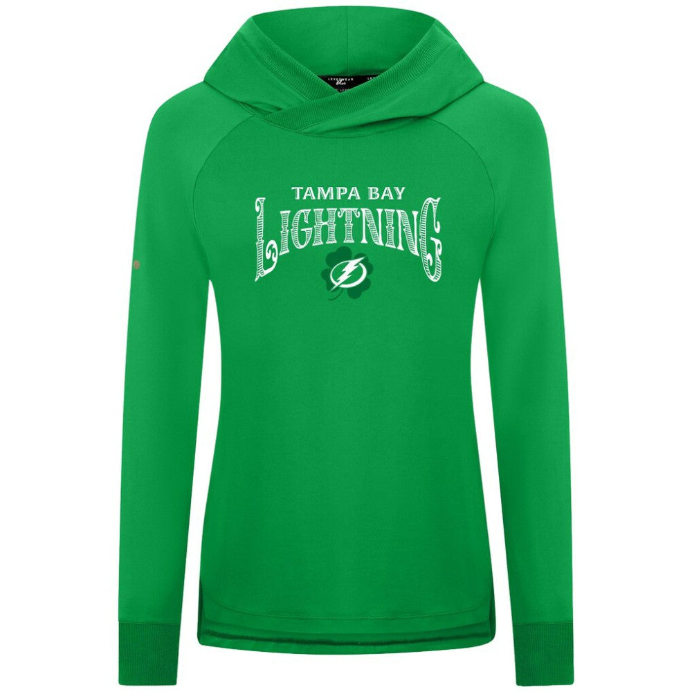 Tampa Bay Lightning Levelwear Women's St. Patrick's Day Slender Raglan Hoodie Kelly Green