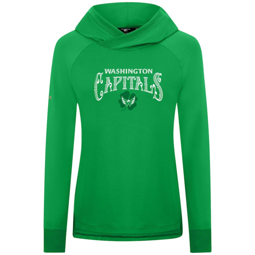 Washington Capitals Levelwear Women's St. Patrick's Day Slender Raglan Hoodie Kelly Green