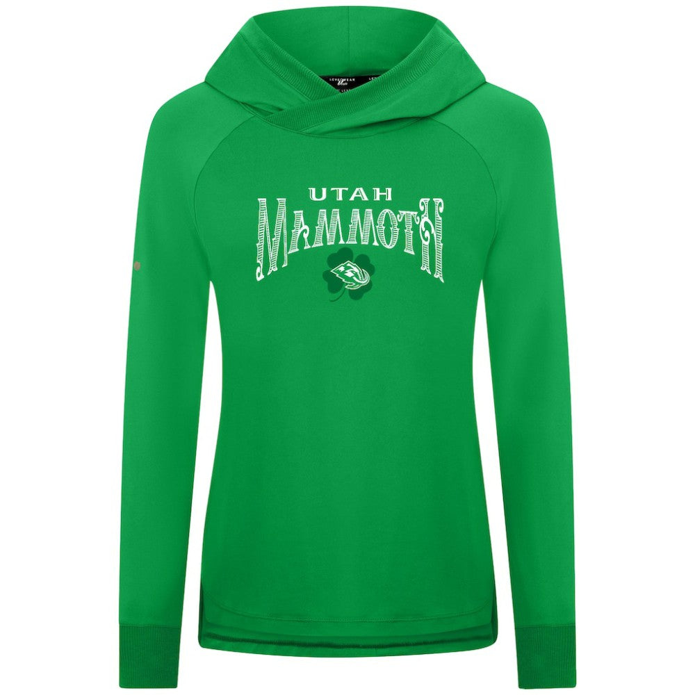 Utah Mammoth Levelwear Women's St. Patrick's Day Slender Raglan Hoodie Kelly Green