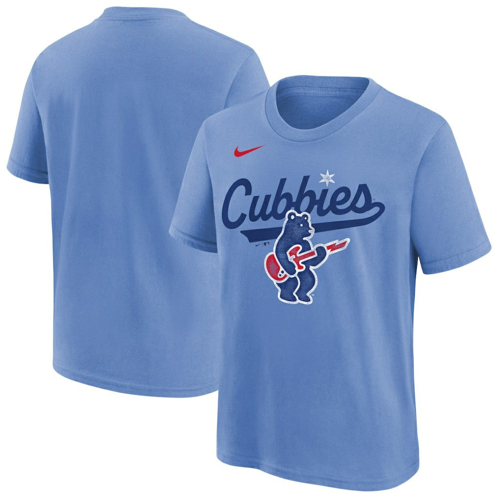 Chicago Cubs Youth Electric Bear Alternate T-Shirt Light Blue | Nike