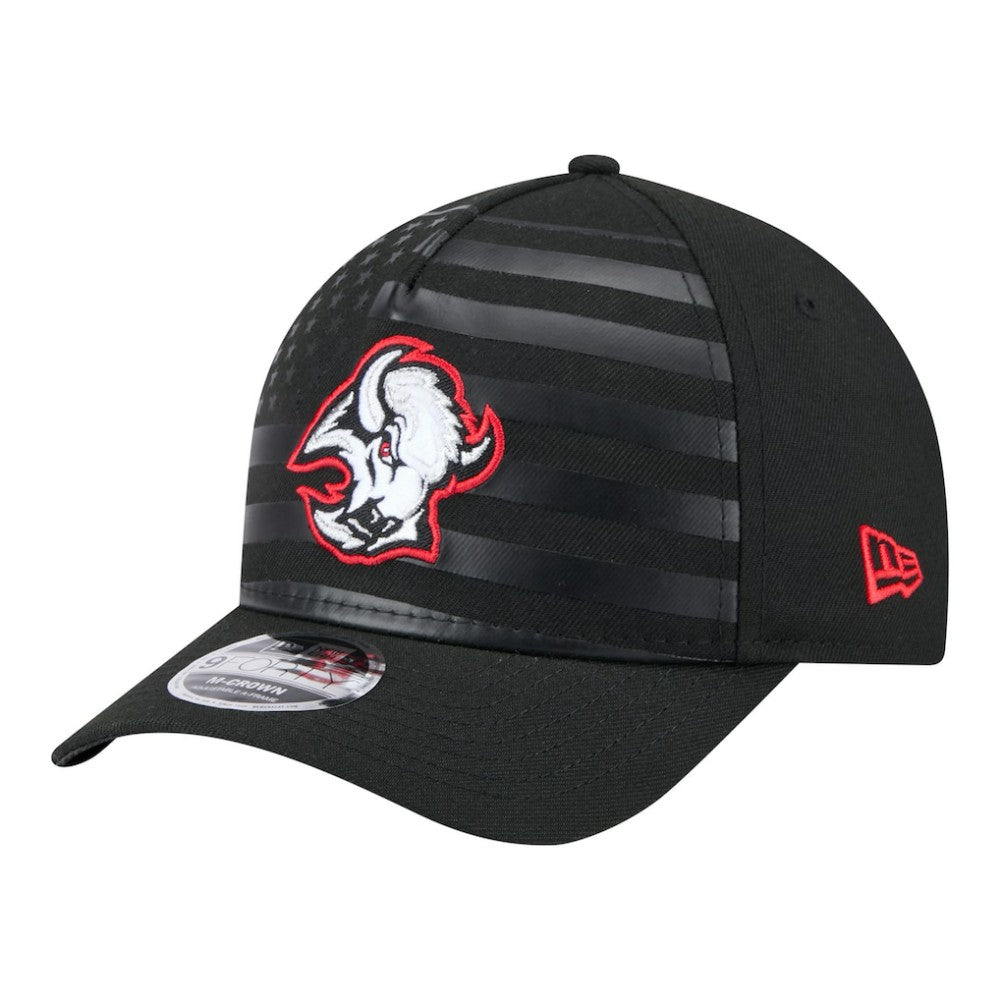 Buffalo Sabres New Era Game Day Stealth Flag 9FORTY A-Frame Adjustable Hat Black