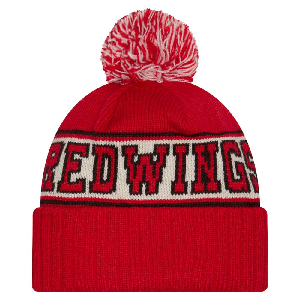Detroit Red Wings New Era Retro Cuffed Knit Hat with Pom Red