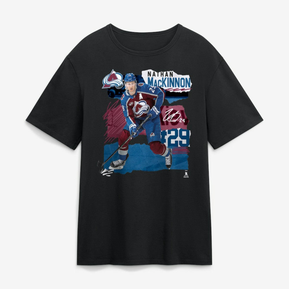 Nathan MacKinnon Colorado Avalanche Fresh Ice T-Shirt Black
