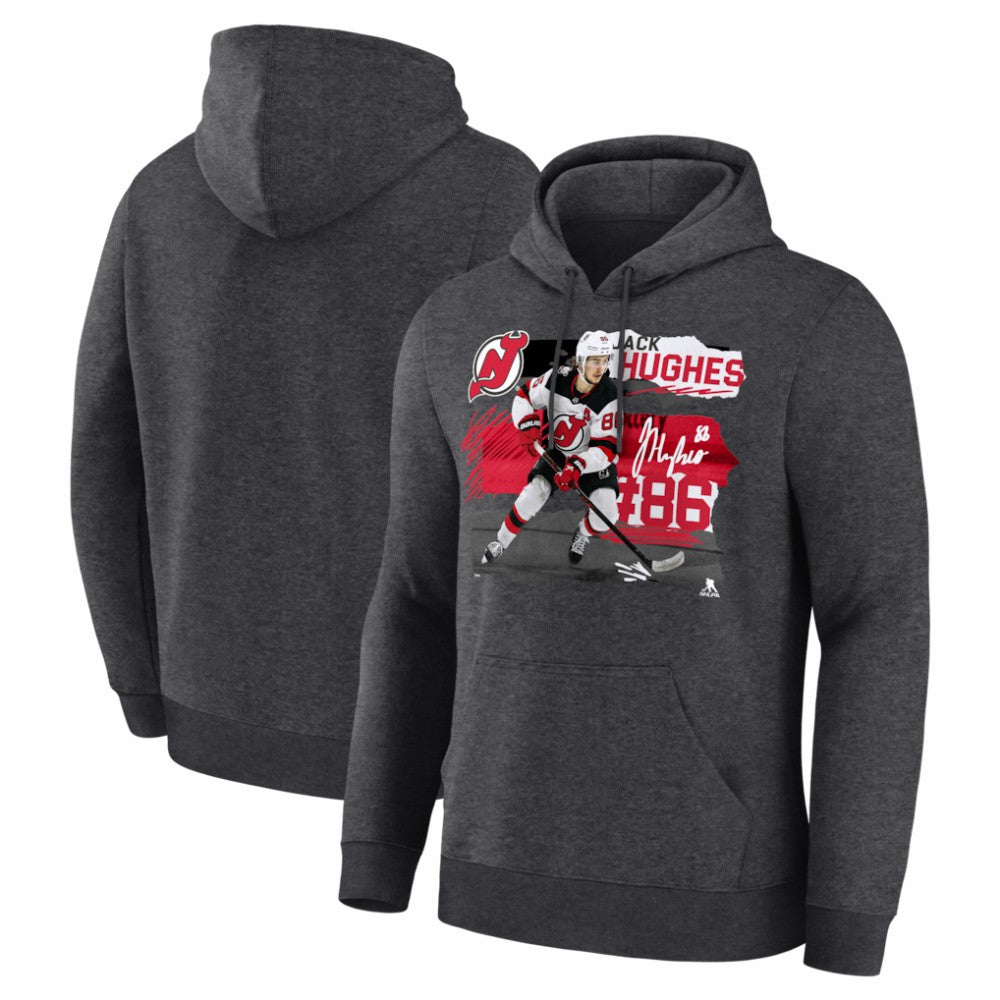 Jack Hughes New Jersey Devils Fresh Ice Hoodie Charcoal