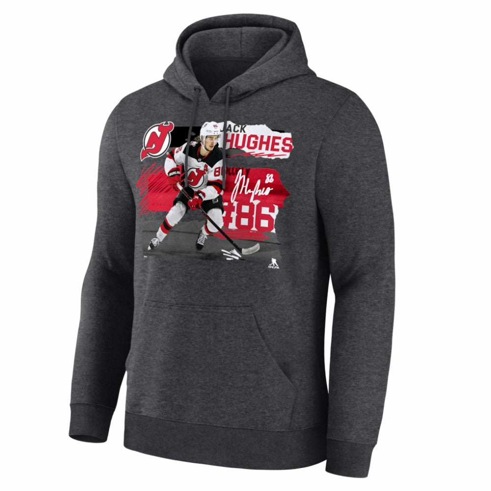 Jack Hughes New Jersey Devils Fresh Ice Hoodie Charcoal