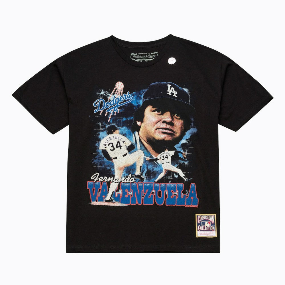 Fernando Valenzuela Los Angeles Dodgers Legendary Collage Player T-Shirt Black | Mitchell & Ness