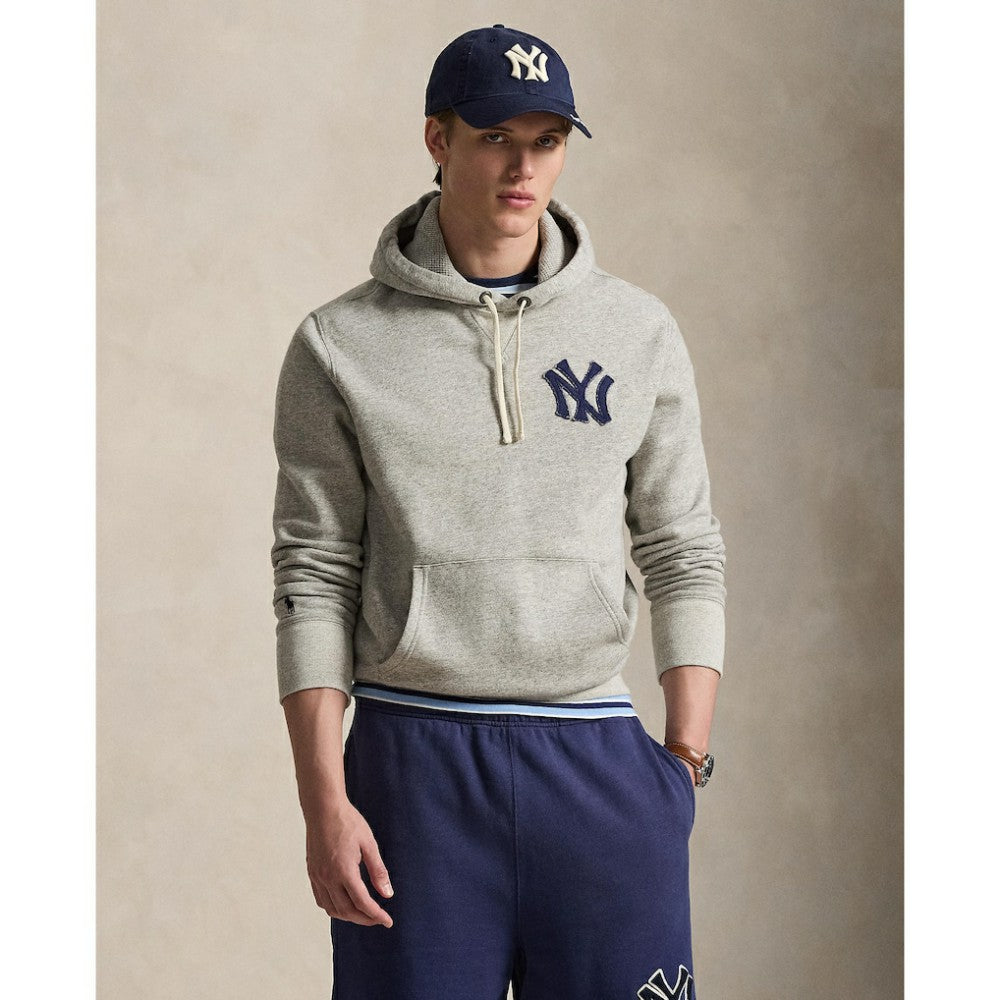 Yankees Polo Ralph Lauren Fleece Hoodie Gray